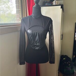 Black Mesh Long Sleeve Top